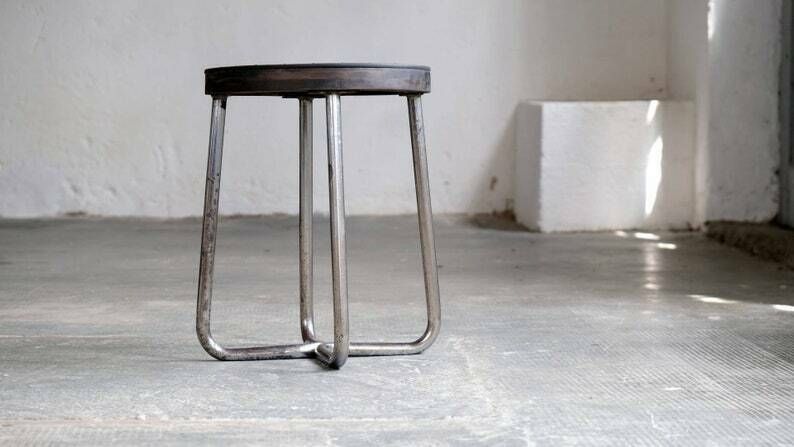Round Bauhaus Stool In Chromed Tubular Steel, B77 Design photo for sale