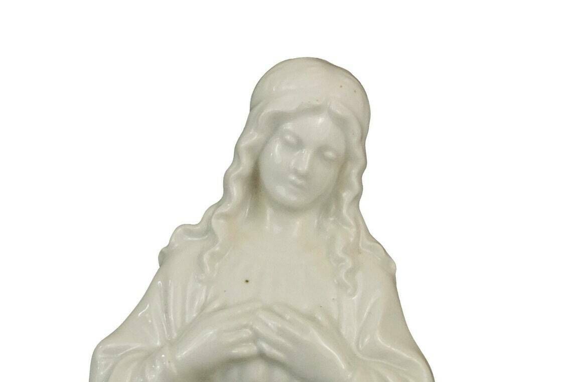 Virgin Mary Wall Hanging Figurine, French Religious Porcelain Madonna photo vintage