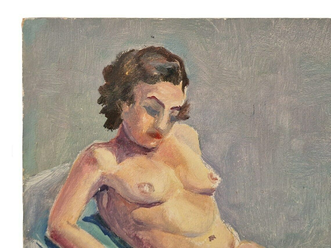 Frans Schilderij Naakte Vrouw, Mid Century Naaktportret, Suzanne Ouvrier, Gesigneerd Erotisch Werk photo 106.0