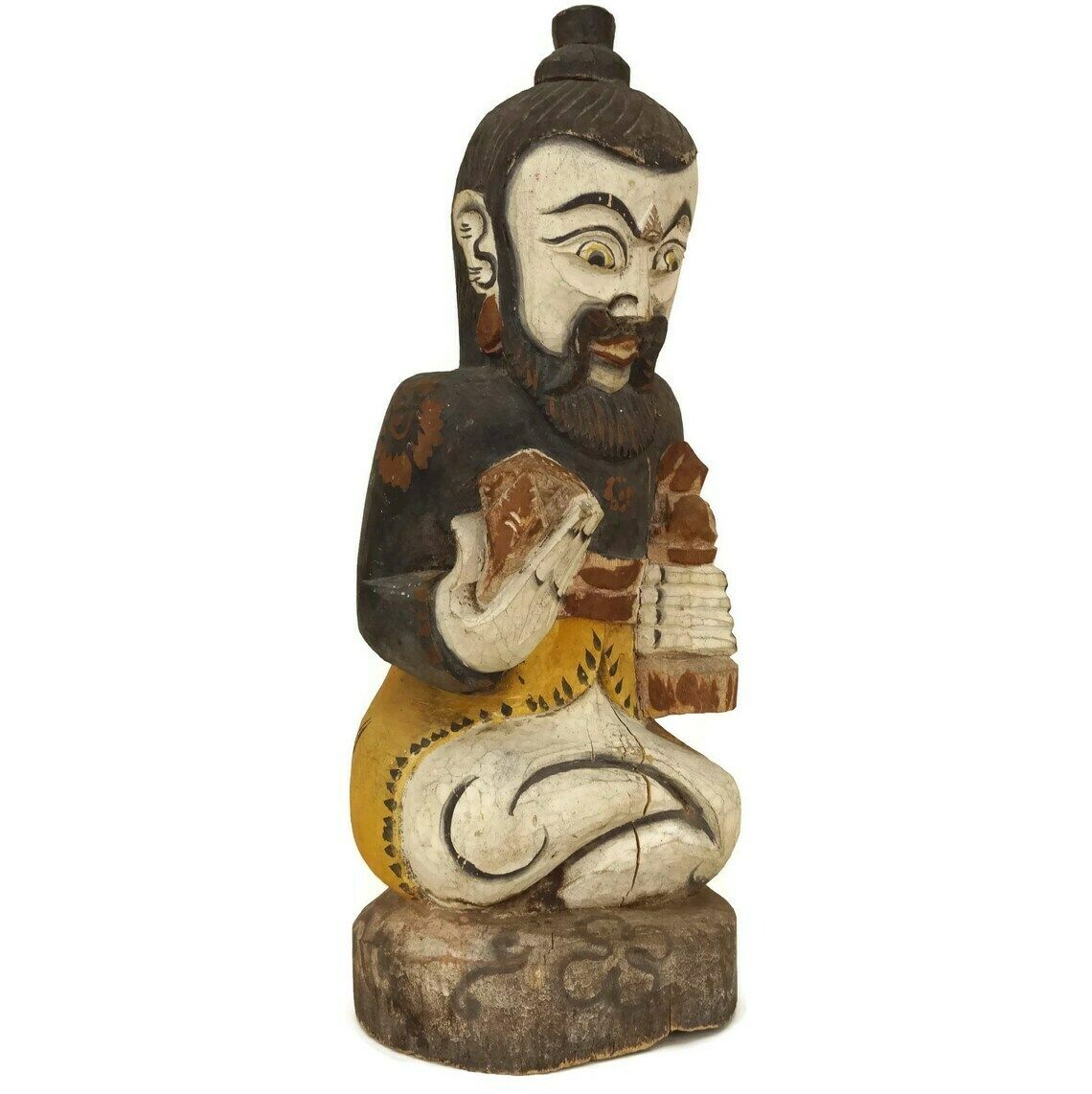 Hindu God Carved Wood Temple Figurine, Bali Souvenir Statue, Spiritual Asian Home Decor photo vinterior