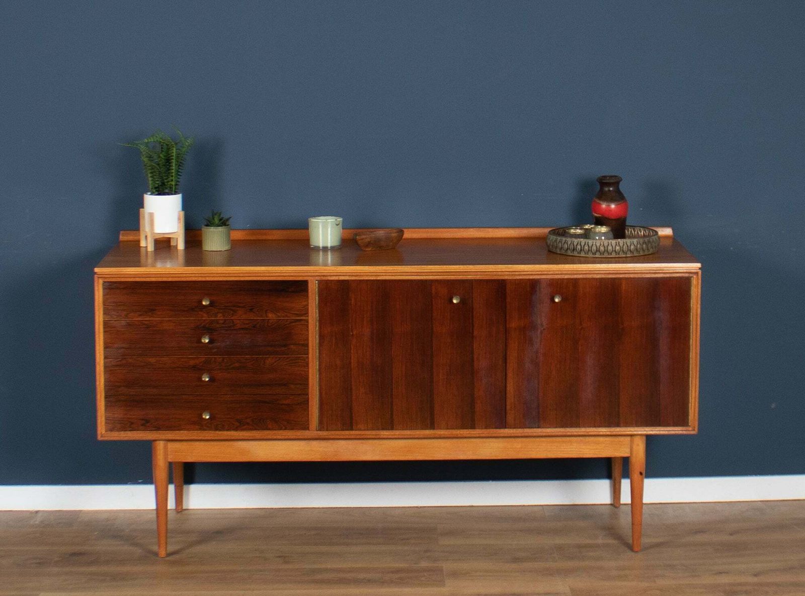 Retro Mid Century 1960s Robert Heritage Archie Shine Short Teak & Rosewood Sideboard photo vinterior