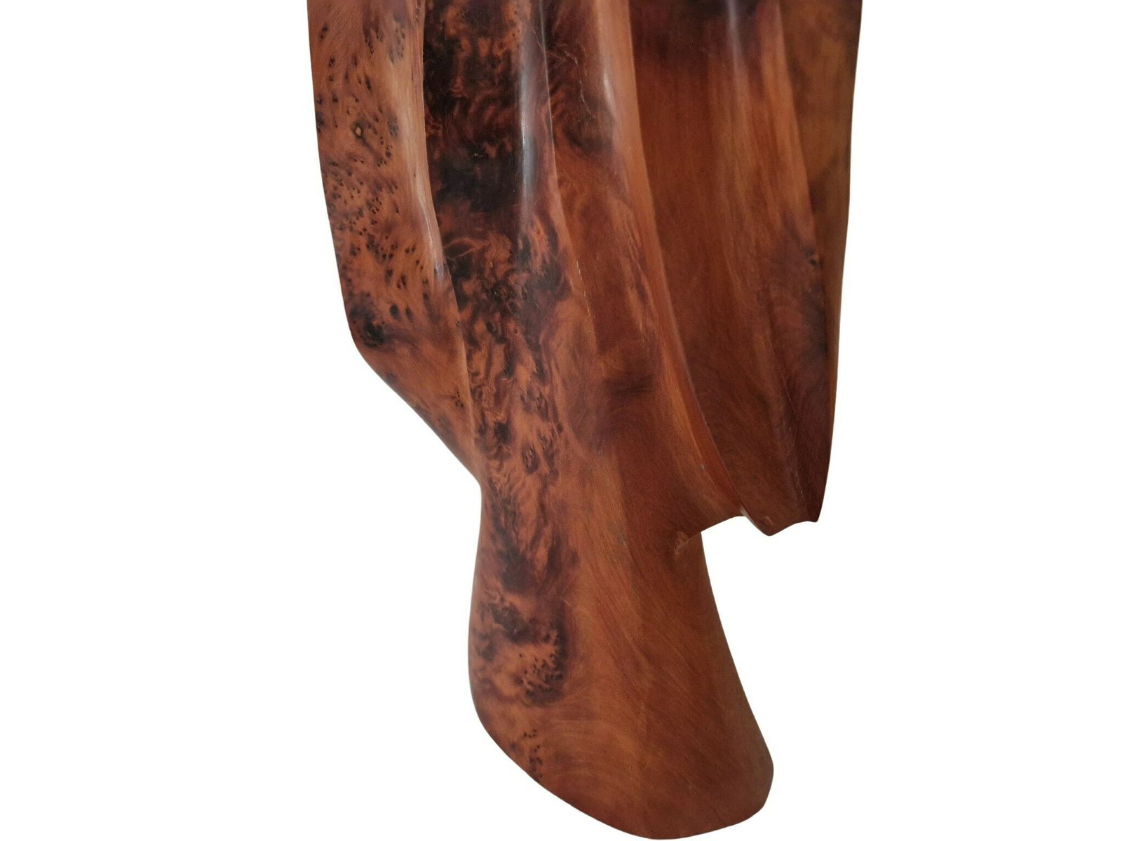 Hand Carved Burl Wood Leaf Sculpture, Vintage Modernist Abstract Botanical Art photo buy