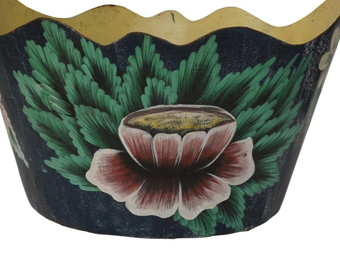 French Tole Planter Cache Pot, Vintage Hand Painted Monteith Wine Bottle Chiller photo furniture