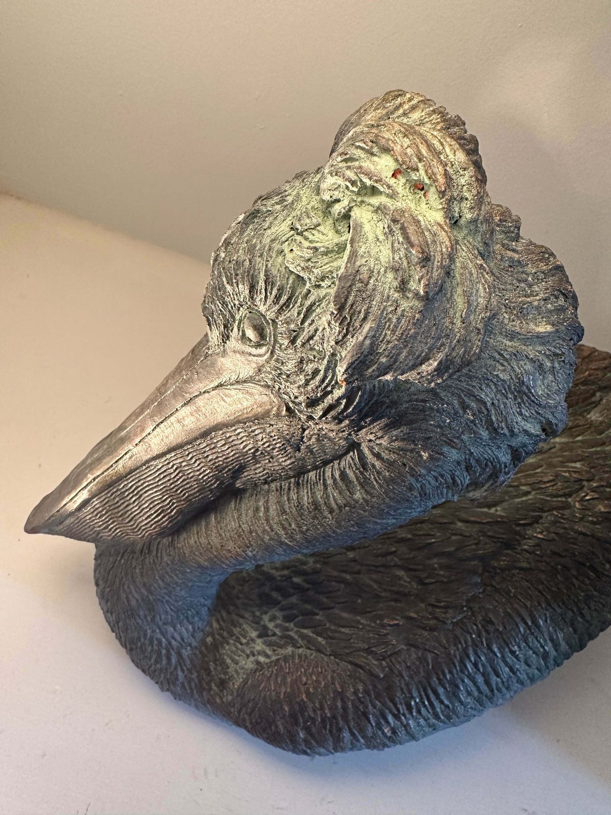 Beautiful Architectural Verdigris Bronzed Garden/Interior Sculpture/Statue Pelican With Fabulous Detailing photo furniture