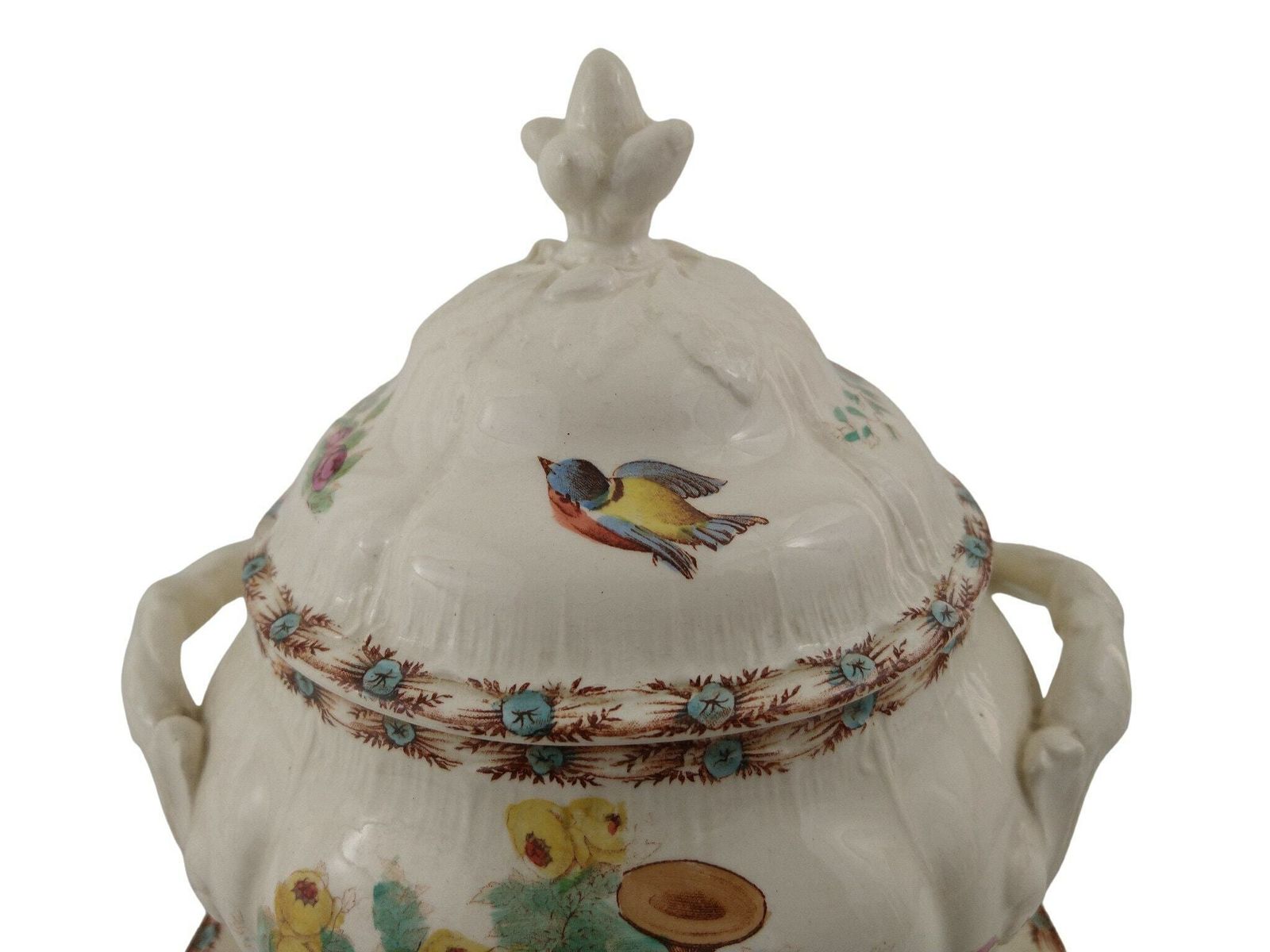 French Ironstone Tureen By Choisy Le Roi With Transferware Musical Instruments, French Ceramic Serving Dish With Plate And Lid photo furniture