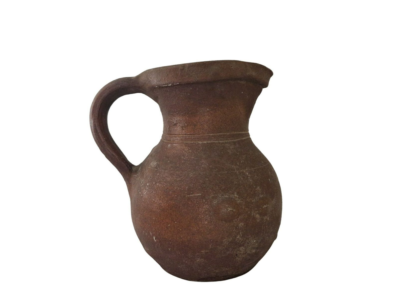 Antique French Salt Glazed Pottery Pitcher, Rustic Farmhouse Water Jug photo vinterior