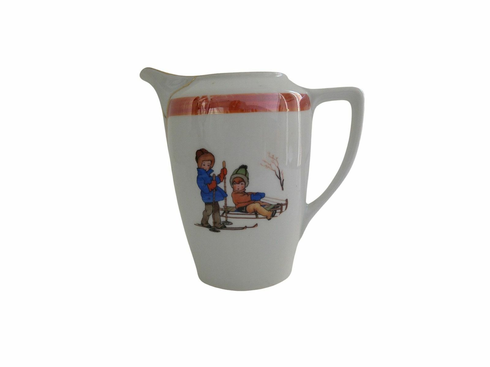 Art Deco Porcelain Tea And Coffee Service Set With Children Decor, Lusterware Teapot, Creamer And Sugar Bowl photo 94.0