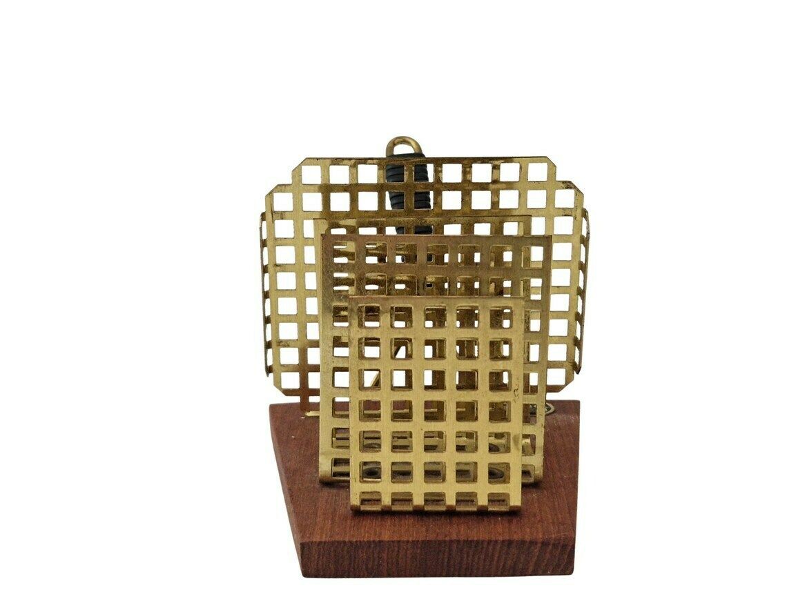 Mid Century Teak And Brass Letter Holder Rack, Mcm Desk Mail Organizer photo Home Decor