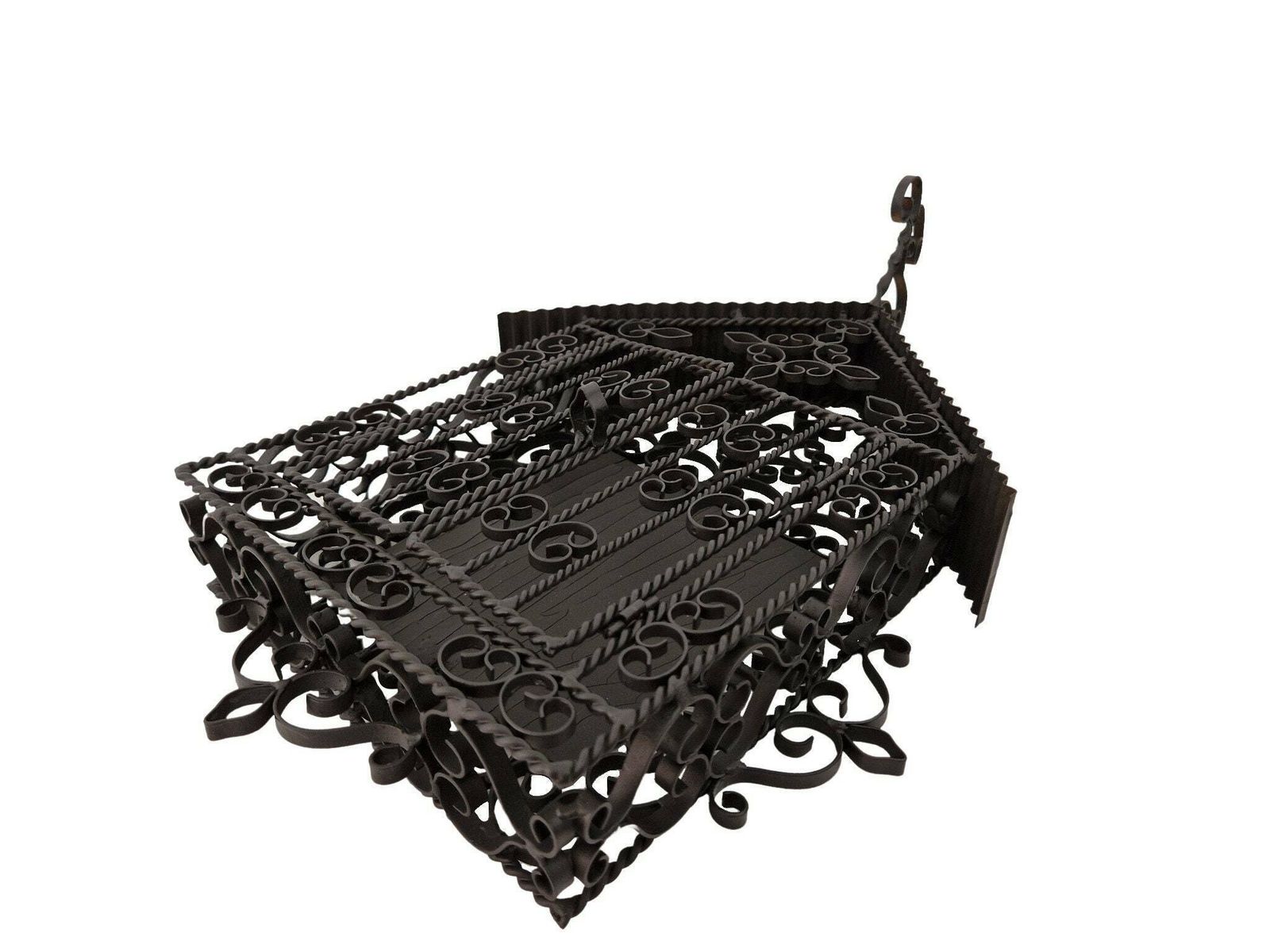 Antique French Wrought Iron Cemetery Cage, Victorian Mourning Wall Hanging Shrine photo Art