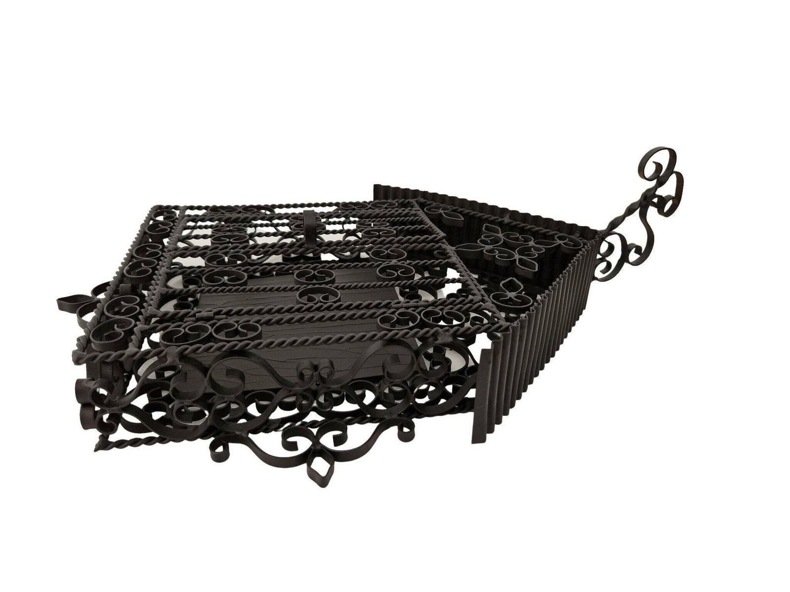 Antique French Wrought Iron Cemetery Cage, Victorian Mourning Wall Hanging Shrine photo vintage