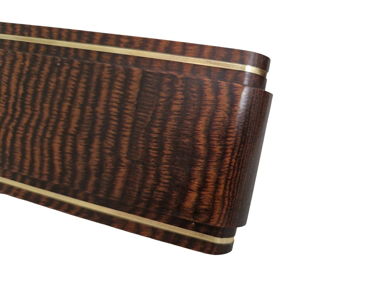 French Art Deco Macassar Ebony And Brass Ink Blotter, Antique Wood Desk Accessory photo 132.0