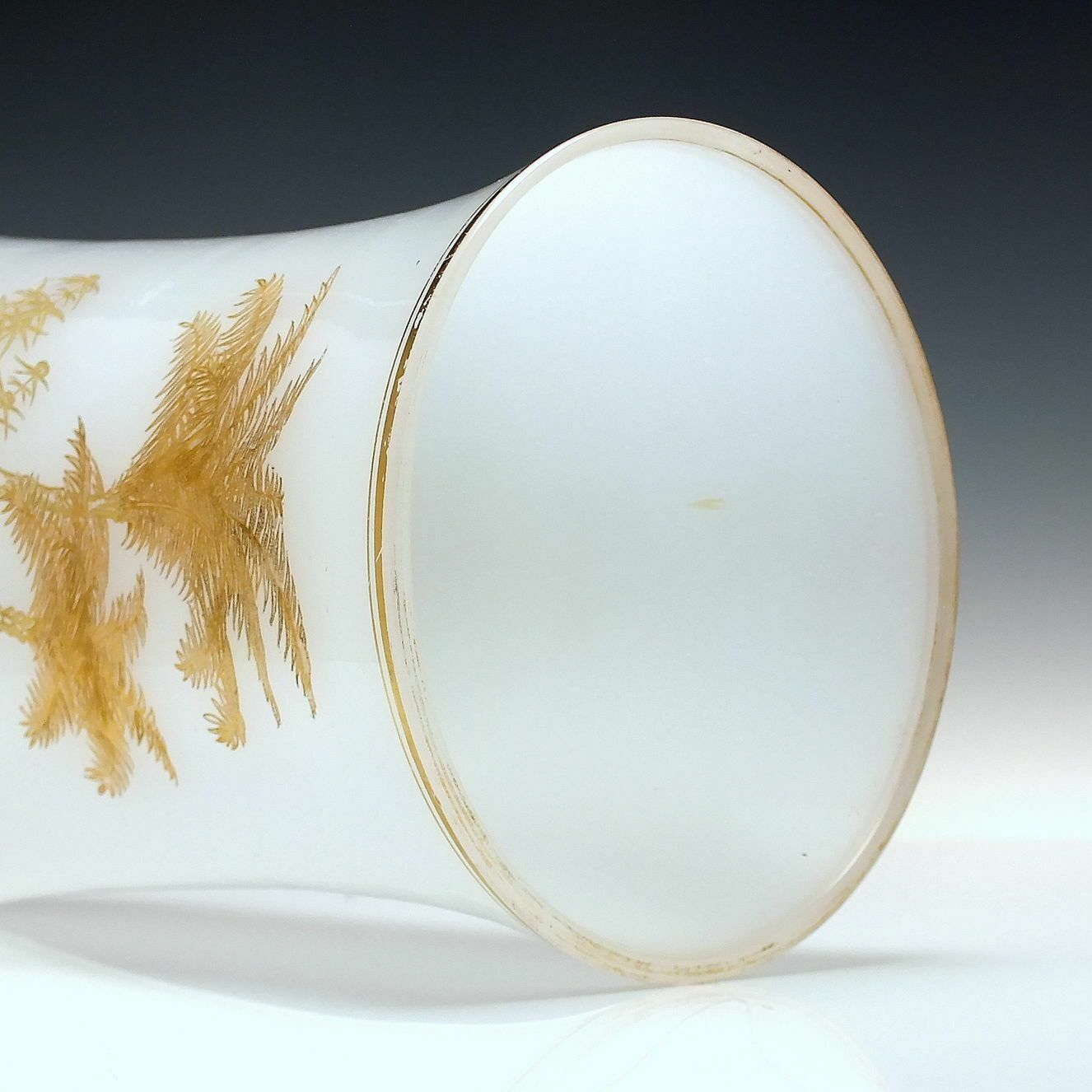 Antique French Opaline Gilded Glass Vase C1870 photo for sale