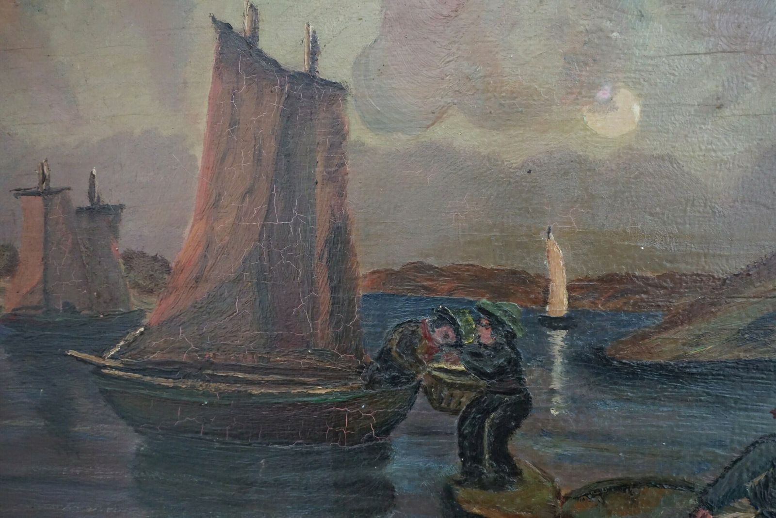 photo furniture Schilderij Van Vissersboot En Visser, Frans Kustlandschap Aan De Middellandse Zee