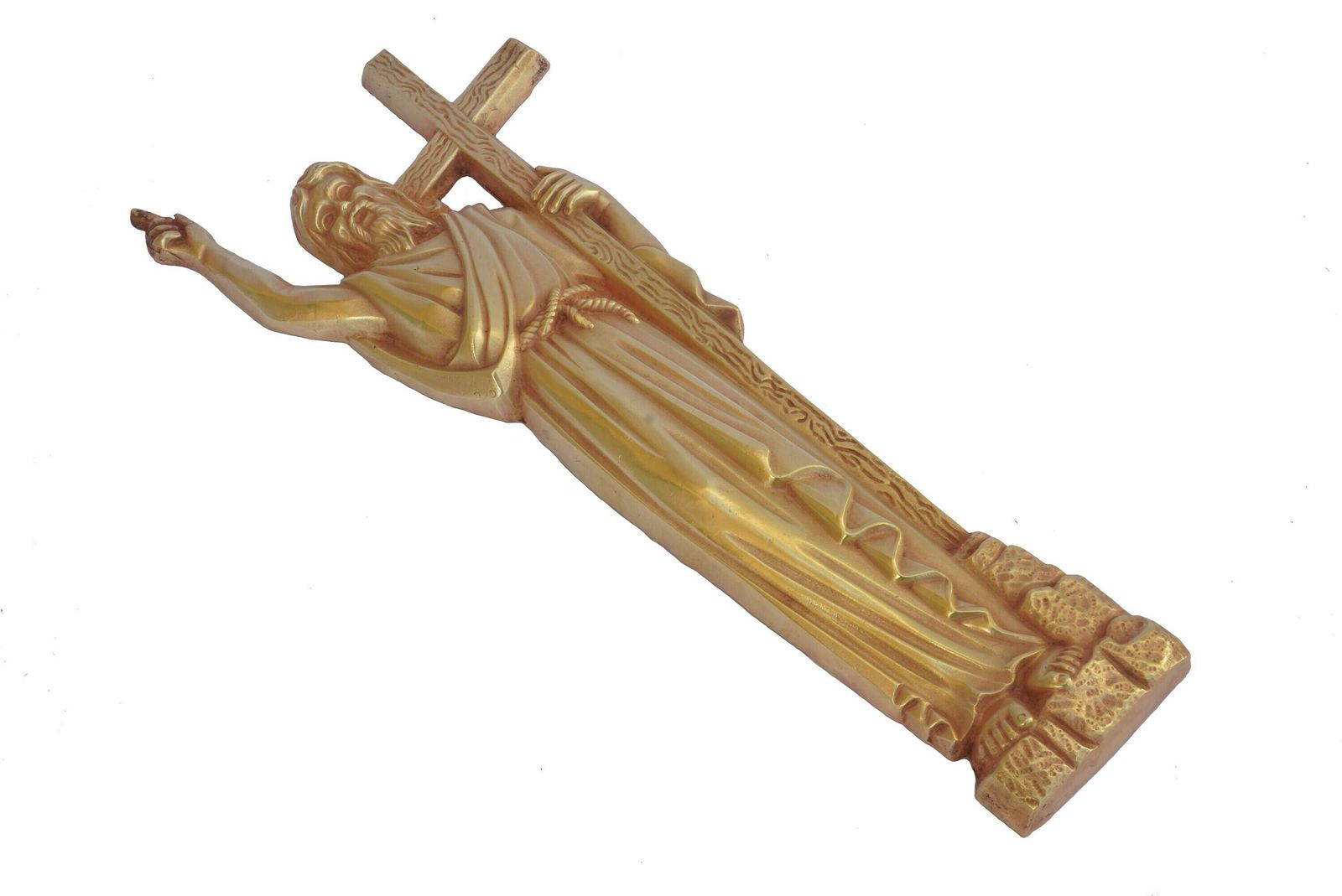Bronze Jesus Christ Figurine With Cross Wall Hanging Plaque By Coudere, Antique French Religious Art photo 166.0