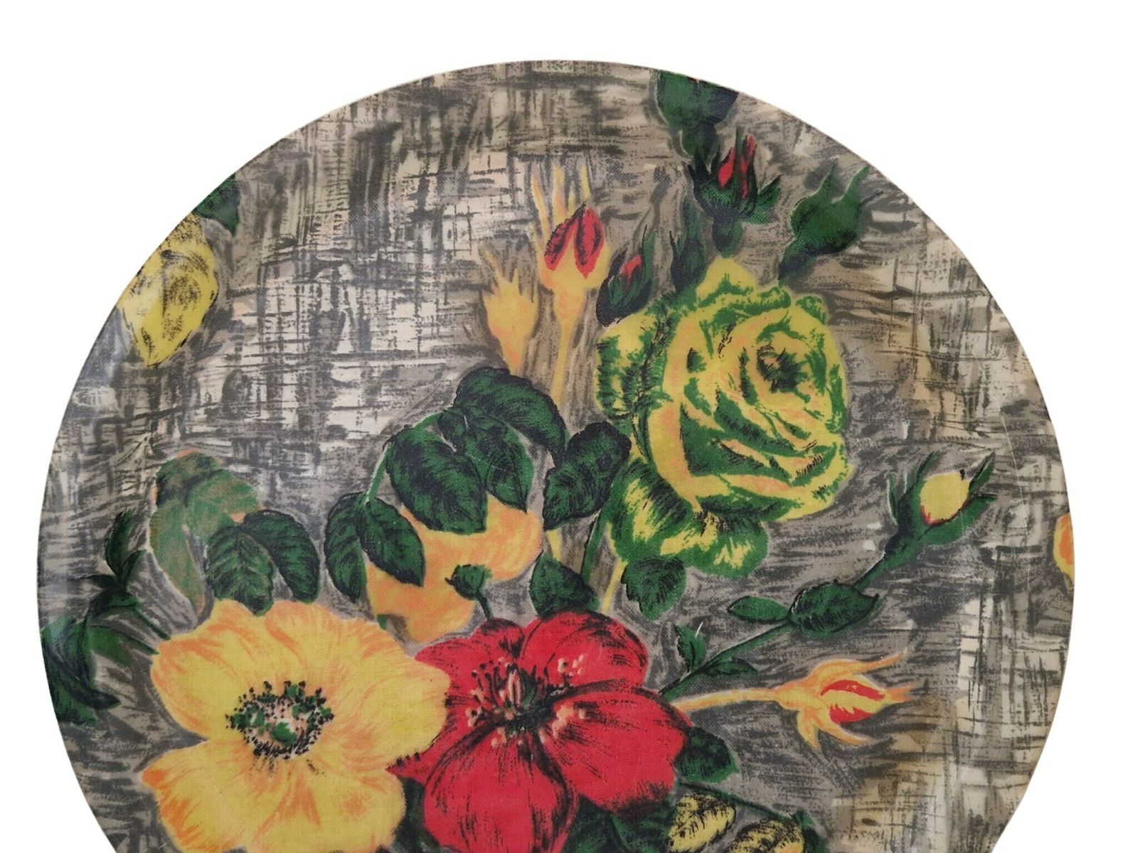 Mid Century Drinks Serving Tray, French Retro Floral Print Fabric And Fiberglass Bar Tray photo Home Decor