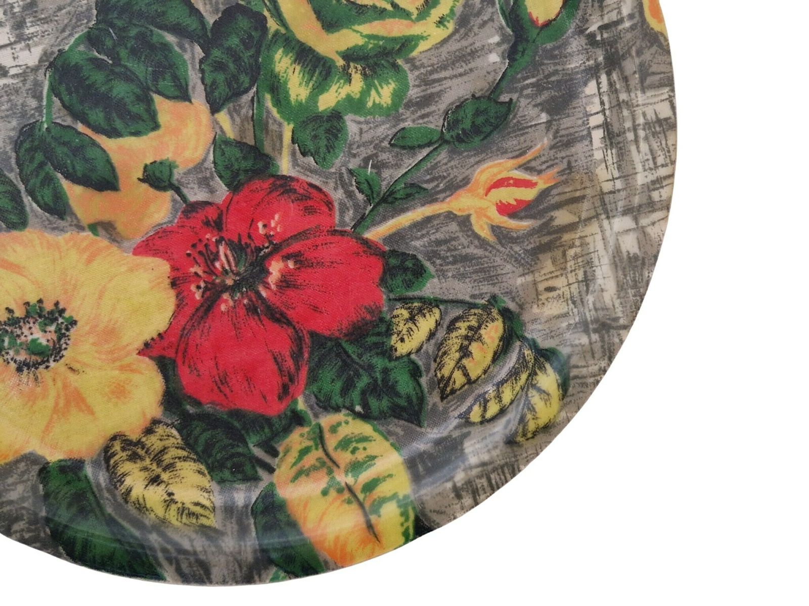 Mid Century Drinks Serving Tray, French Retro Floral Print Fabric And Fiberglass Bar Tray photo buy
