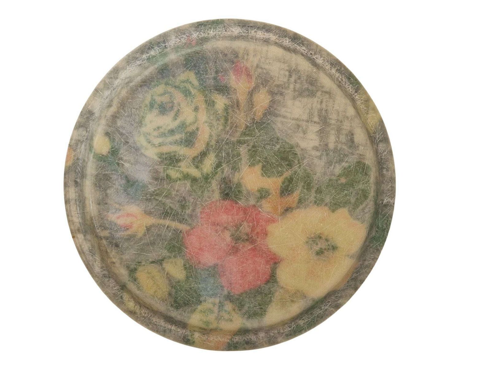photo for sale Mid Century Drinks Serving Tray, French Retro Floral Print Fabric And Fiberglass Bar Tray