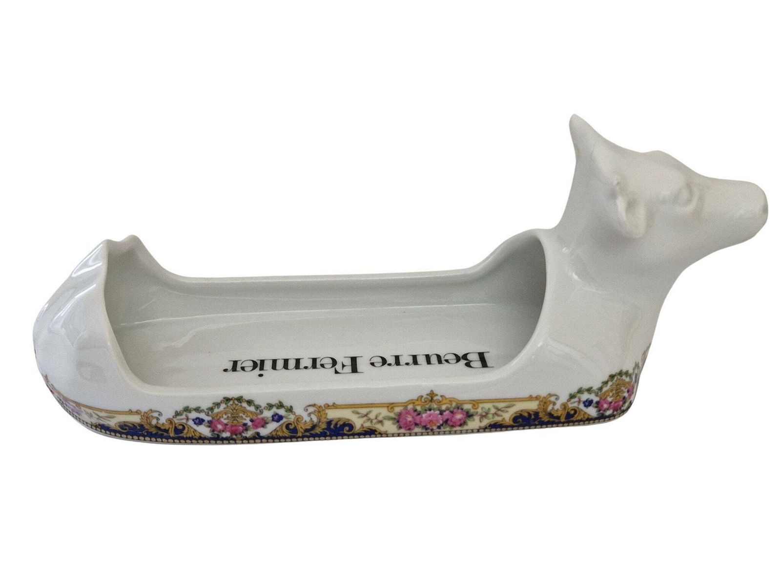Cow Head Farmer Butter Dish, French Apilco Porcelain Breakfast Serving Tray photo Home Decor