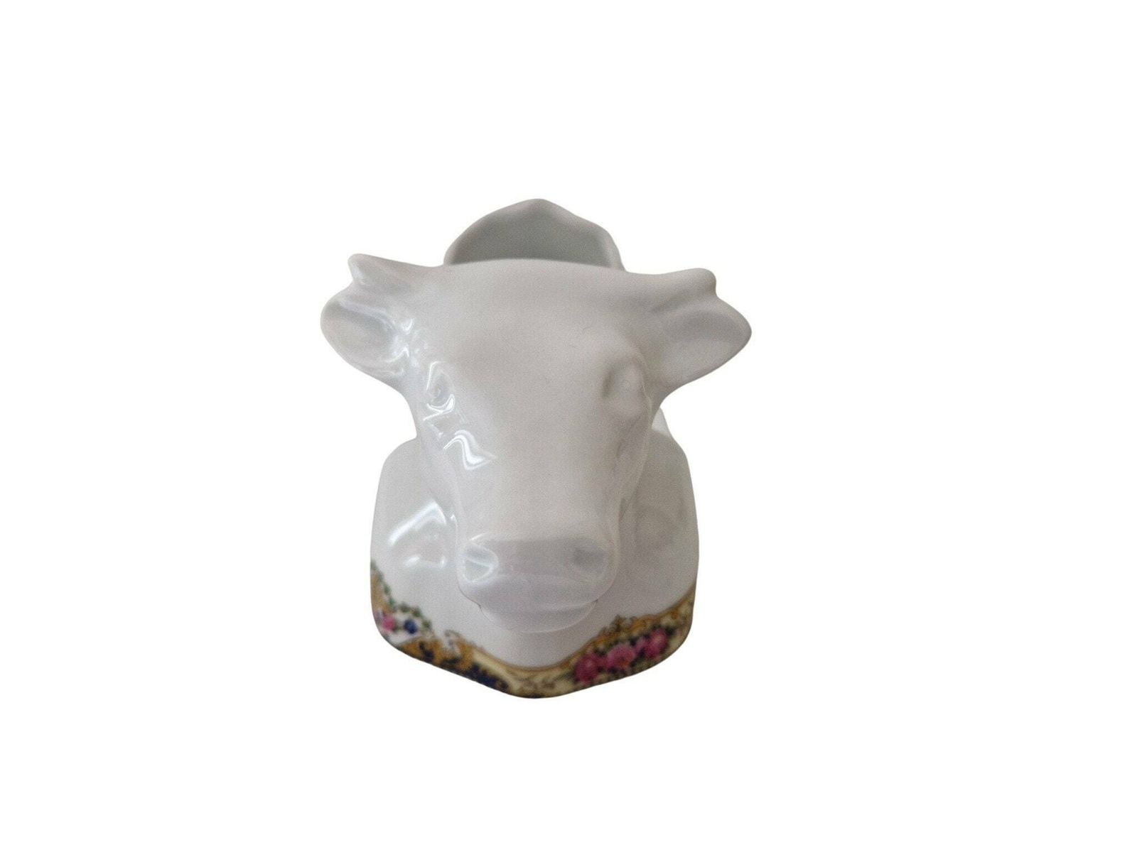 Cow Head Farmer Butter Dish, French Apilco Porcelain Breakfast Serving Tray photo 66.0