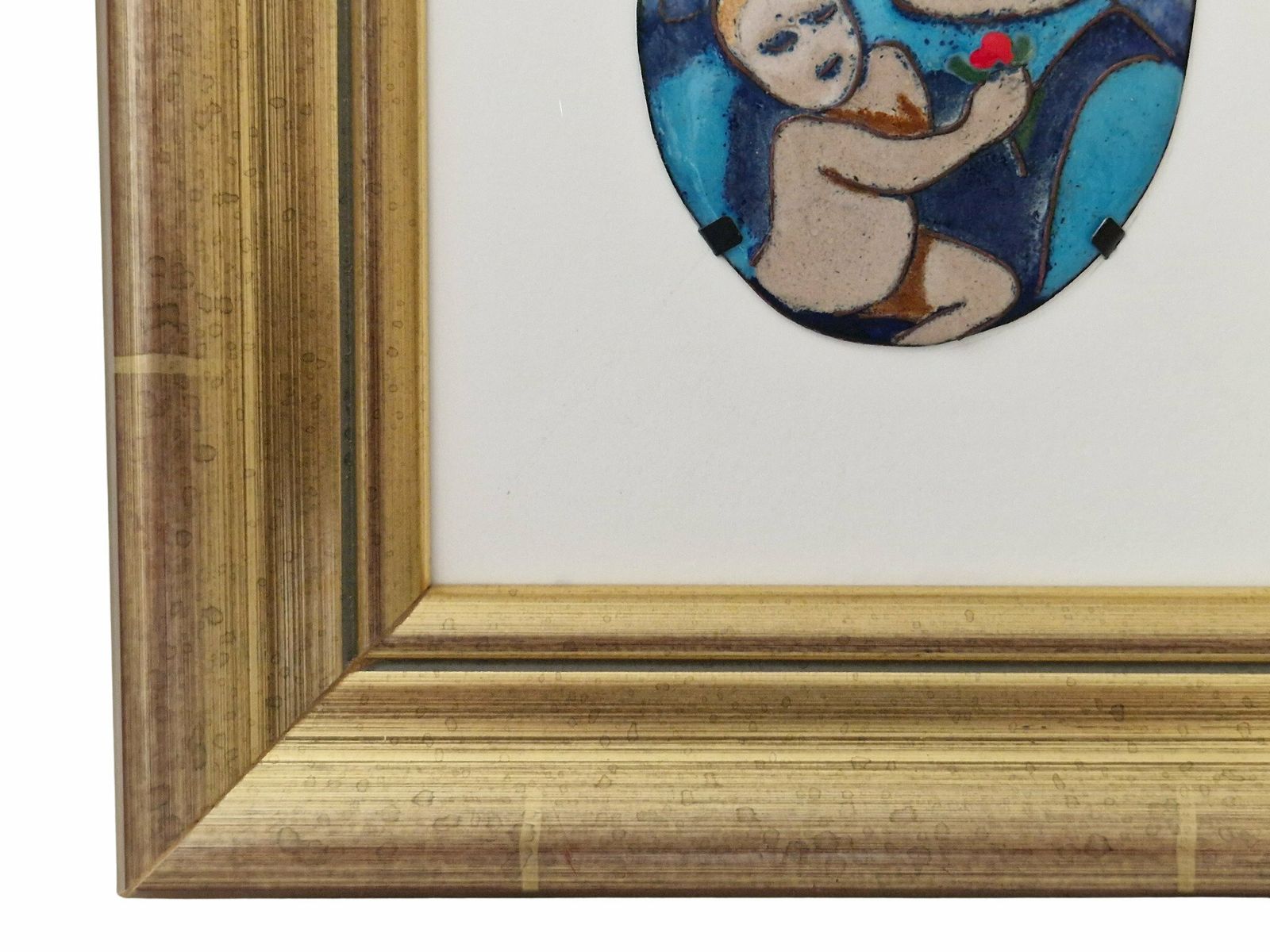 Madonna And Child Enamel Painting Medallion, Hand Painted Virgin Mary And Jesus Portrait photo vintage