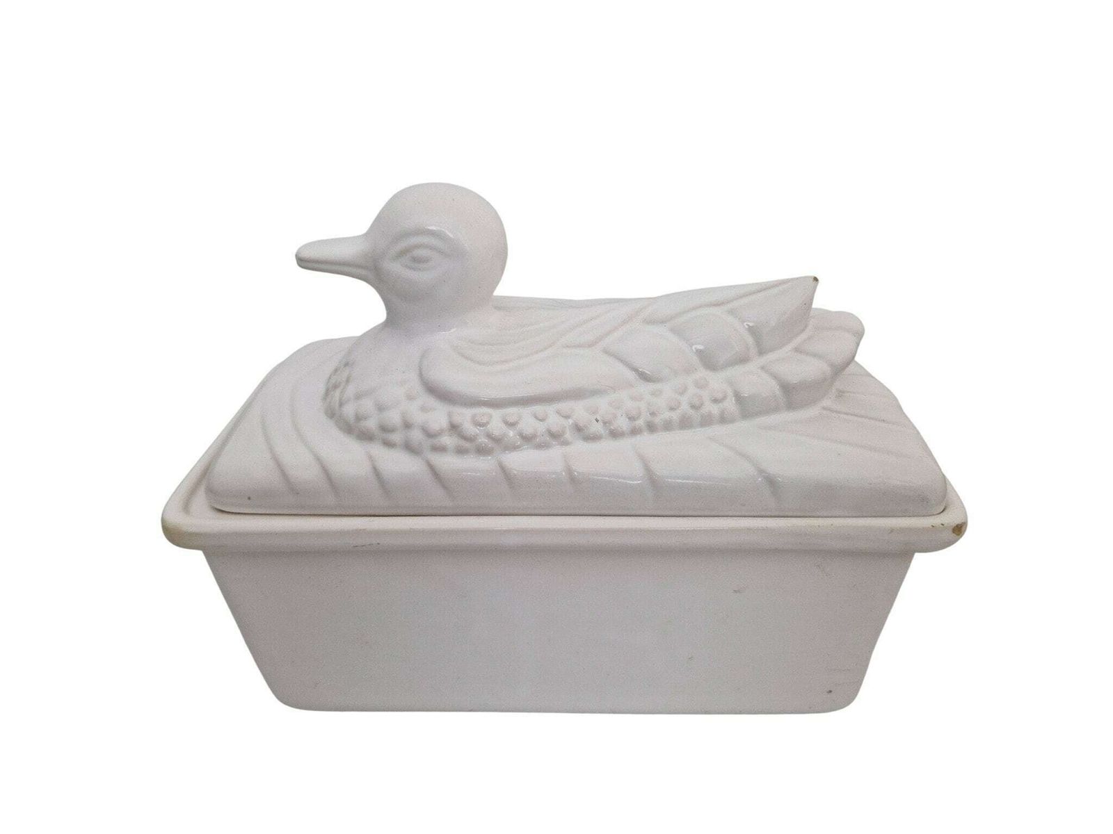 French White Ironstone Duck Tureen, Covered Casserole Terrine Dish photo furniture