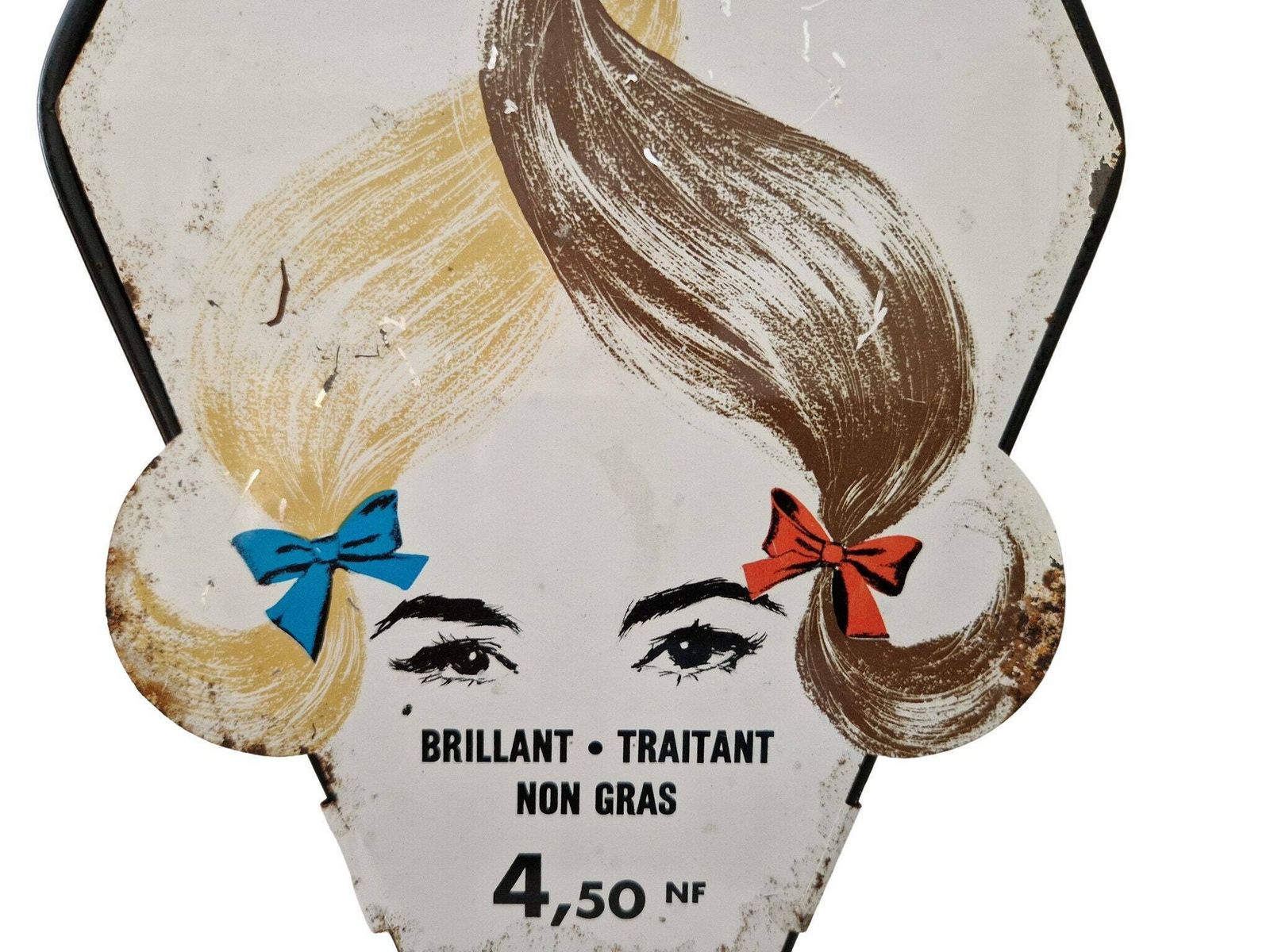1960s Hairdresser Advertising Display Stand & Cosmetics Caddy, French Mid Century Bio Brillantene Roja Sign photo buy