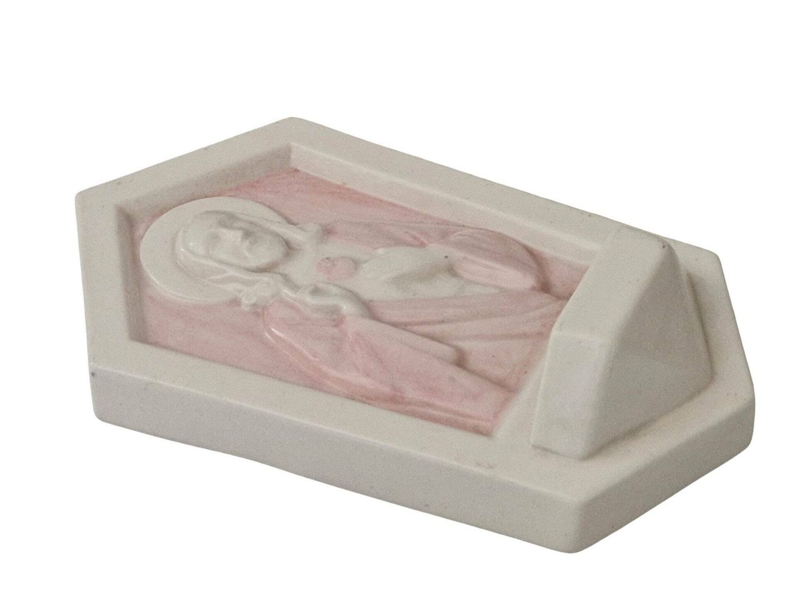 Art Deco Desvres Holy Water Font, Sacred Heart Of Jesus Wall Pocket By Gabriel Fourmaintraux photo 119.0