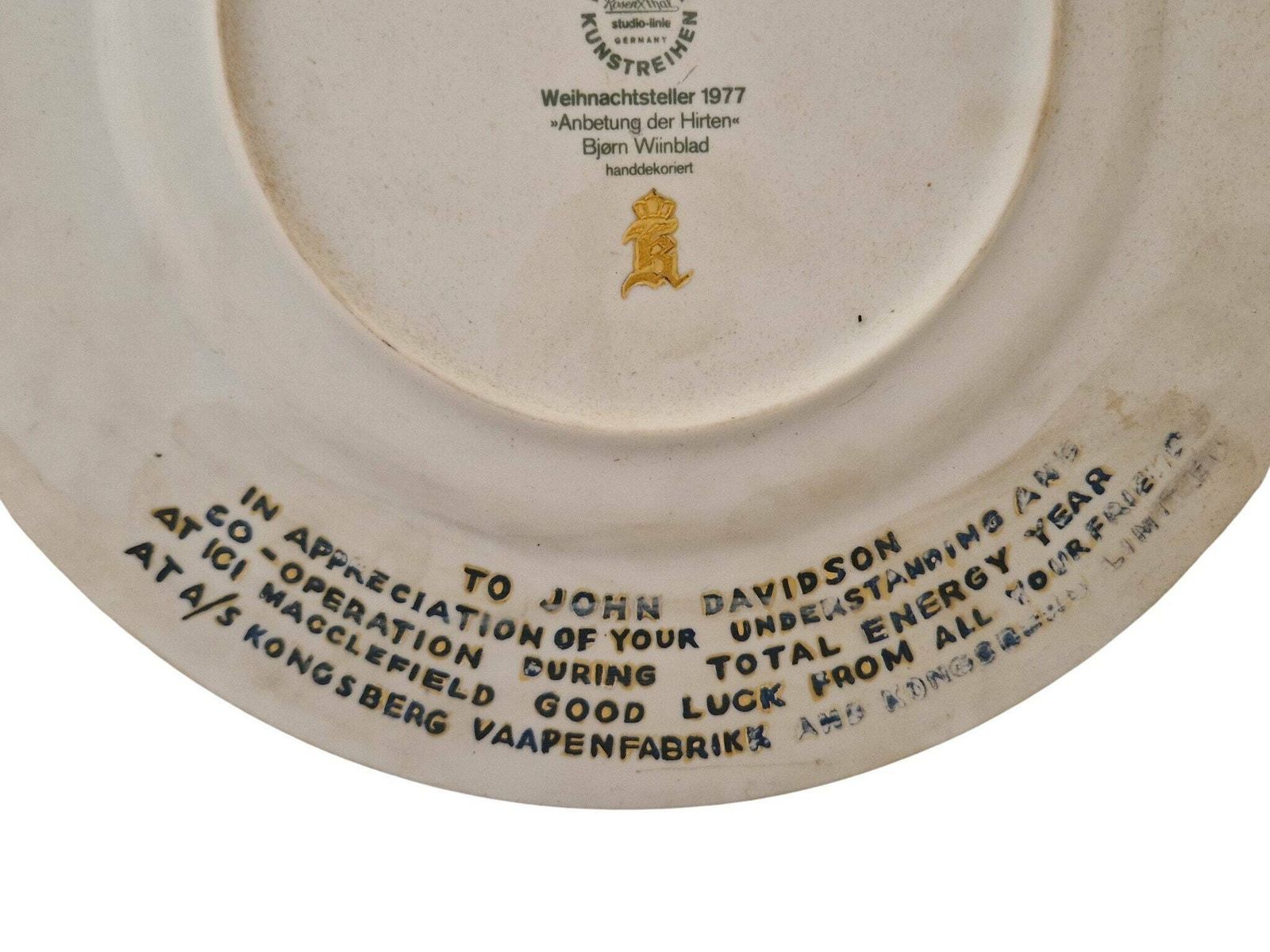photo for sale 1977 Christmas Plate By Bjorn Wiinblad For Rosenthal, Adoration Of The Shepherds, Limited Edition Collectible Porcelain