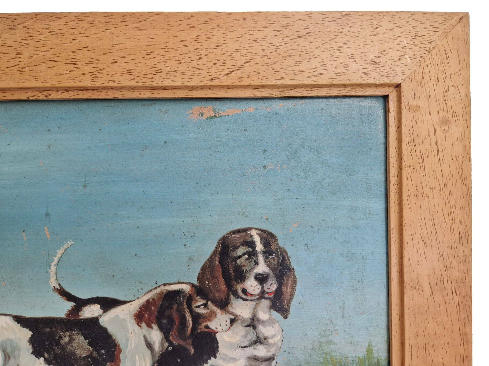 Basset Dogs Portrait Painting, Original Framed Animal Wall Art photo buy