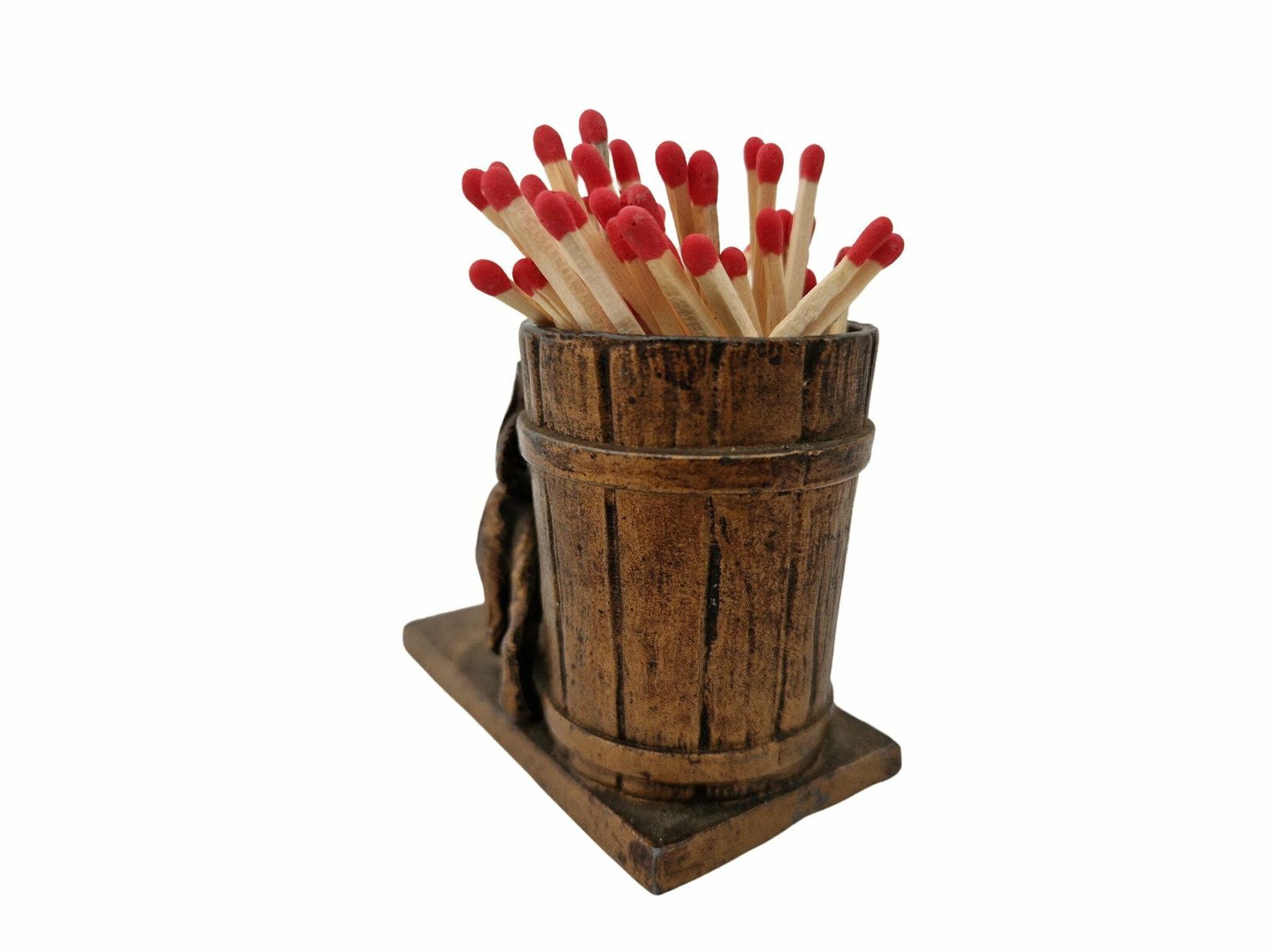Antique Match Striker And Holder With Dog Figurine, French Figurative Animal Pyrogene photo Home Decor