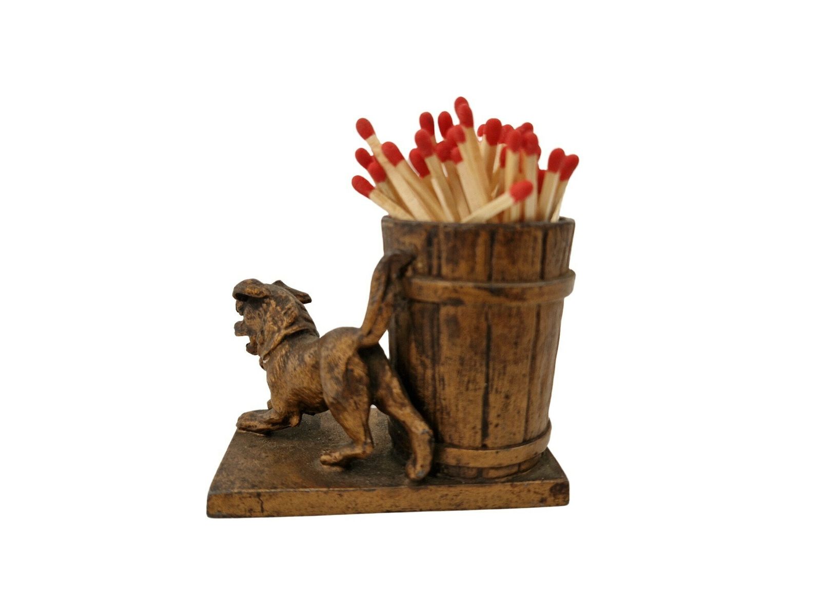 Antique Match Striker And Holder With Dog Figurine, French Figurative Animal Pyrogene photo 80.0
