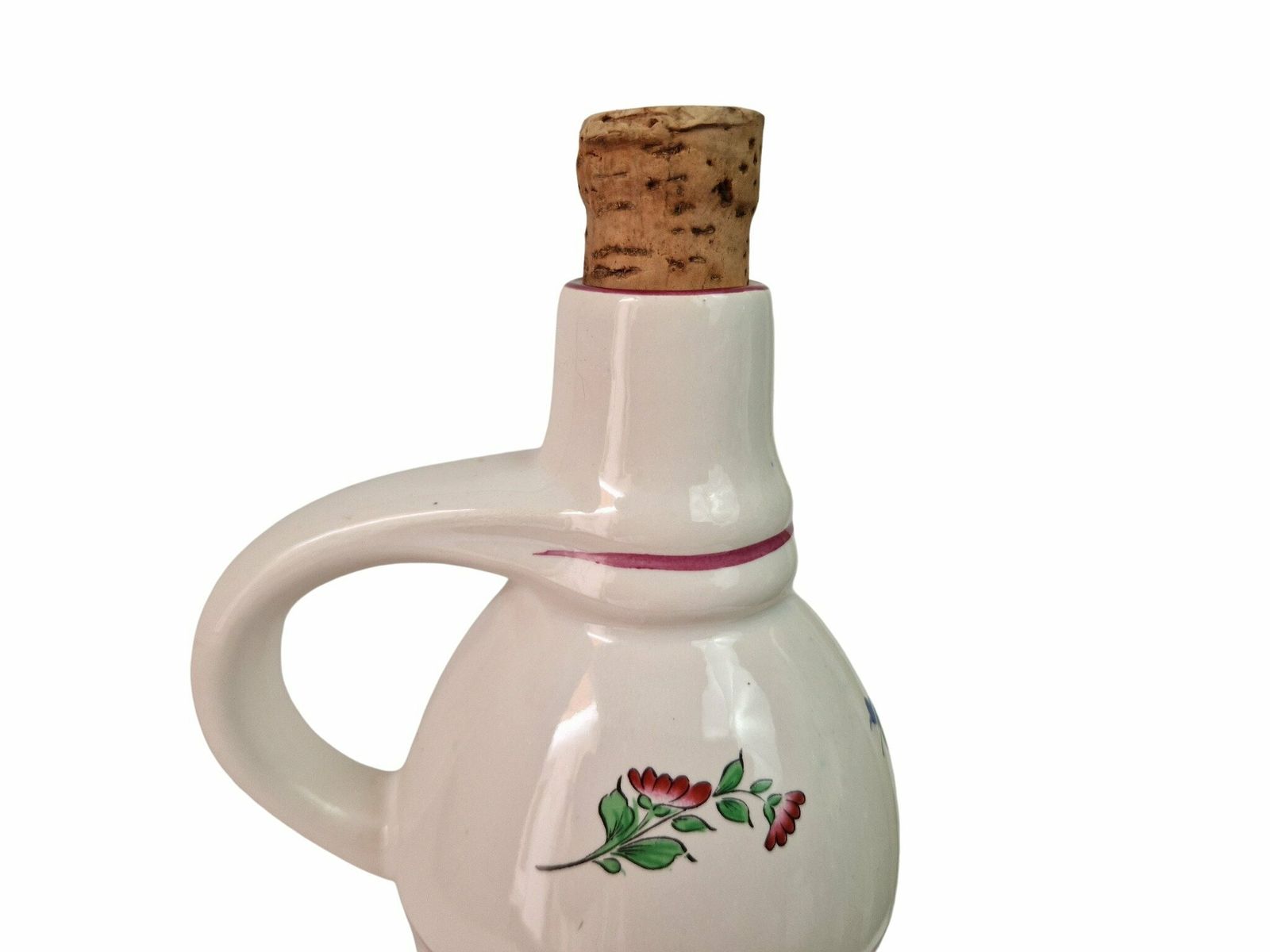 Rench Ceramic Liquor Decanter With Rose And Flowers By Keller And Guerin Luneville photo vintage