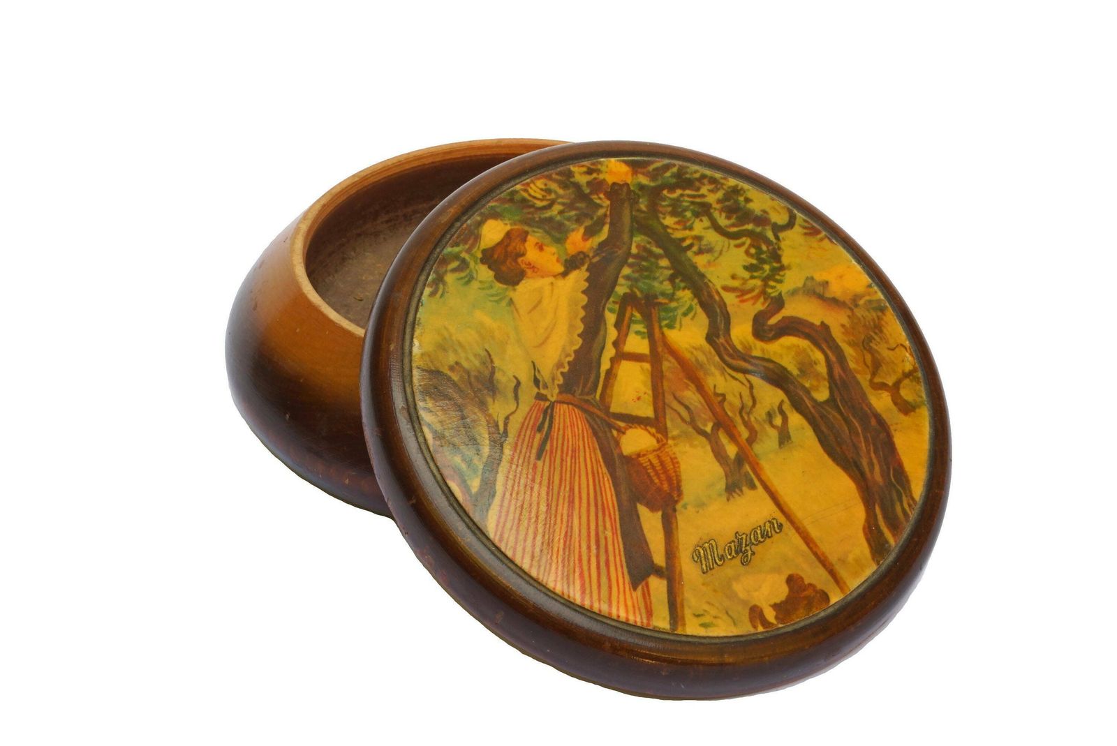 Provence Souvenir Wooden Box With Olive Tree And Arlesienne Lady, French Jewelry Trinket Dish
