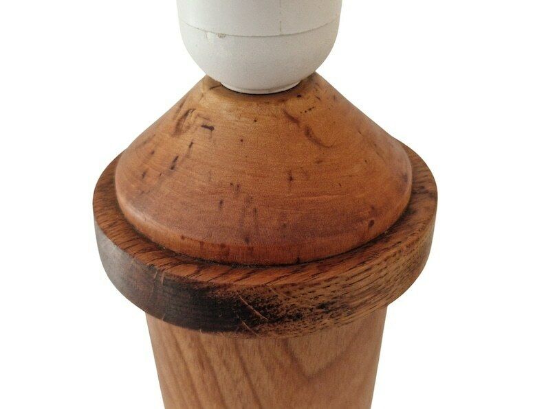 Art Deco Walnut Wood Table Lamp With Tulip Opaline Glass Shade French Mazda Style Light photo vinterior