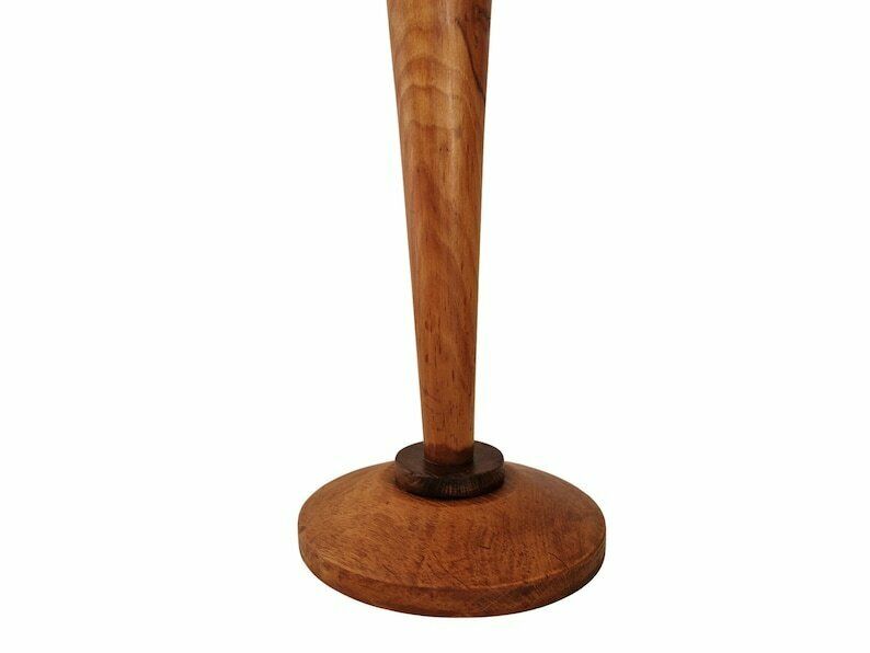 Art Deco Walnut Wood Table Lamp With Tulip Opaline Glass Shade French Mazda Style Light photo vintage