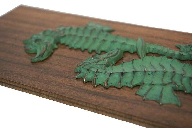 Seahorse Figurine Wall Hanging Plaque, Mid Century Brass Coastal Art And Beach House Decor photo vintage