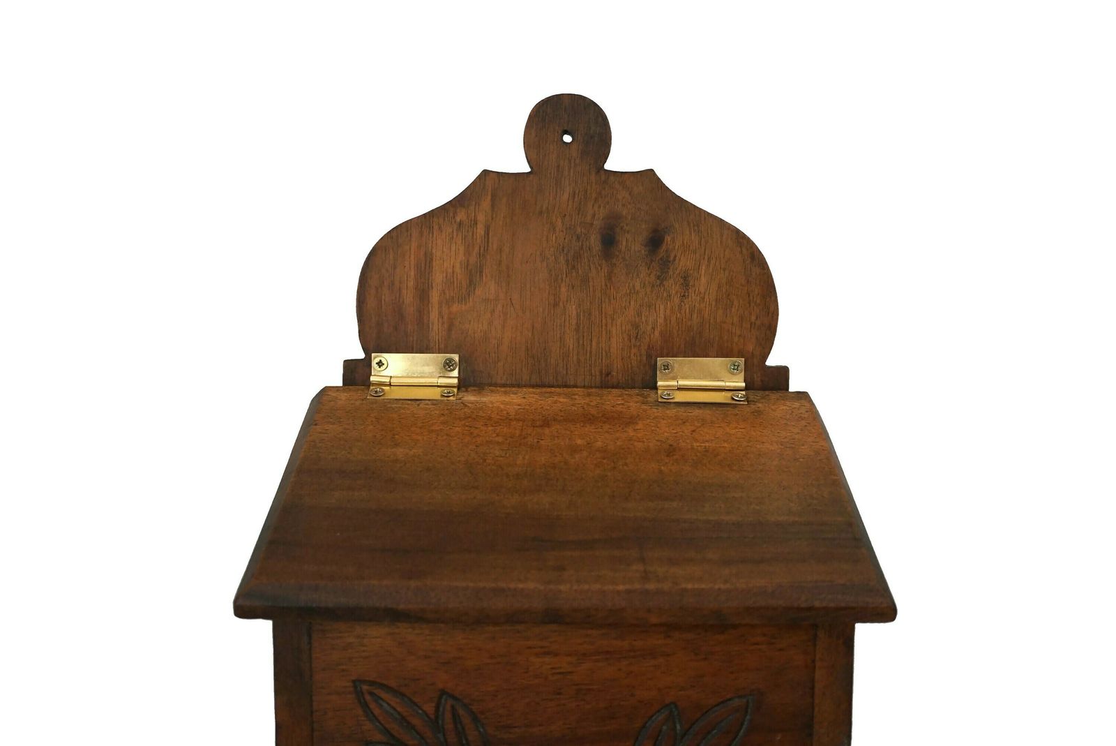French Carved Wood Salt Box, Rustic Provencal Kitchen Storage Canister photo buy