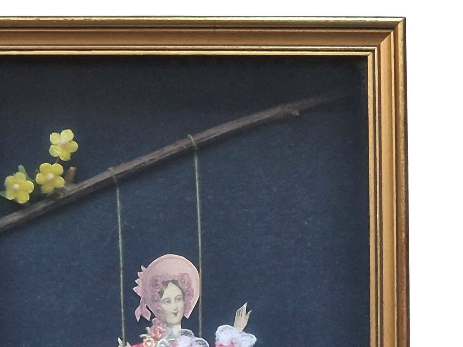 photo furniture French Victorian Fashion Shadow Box, Lady On Swing In Hand Made Diorama