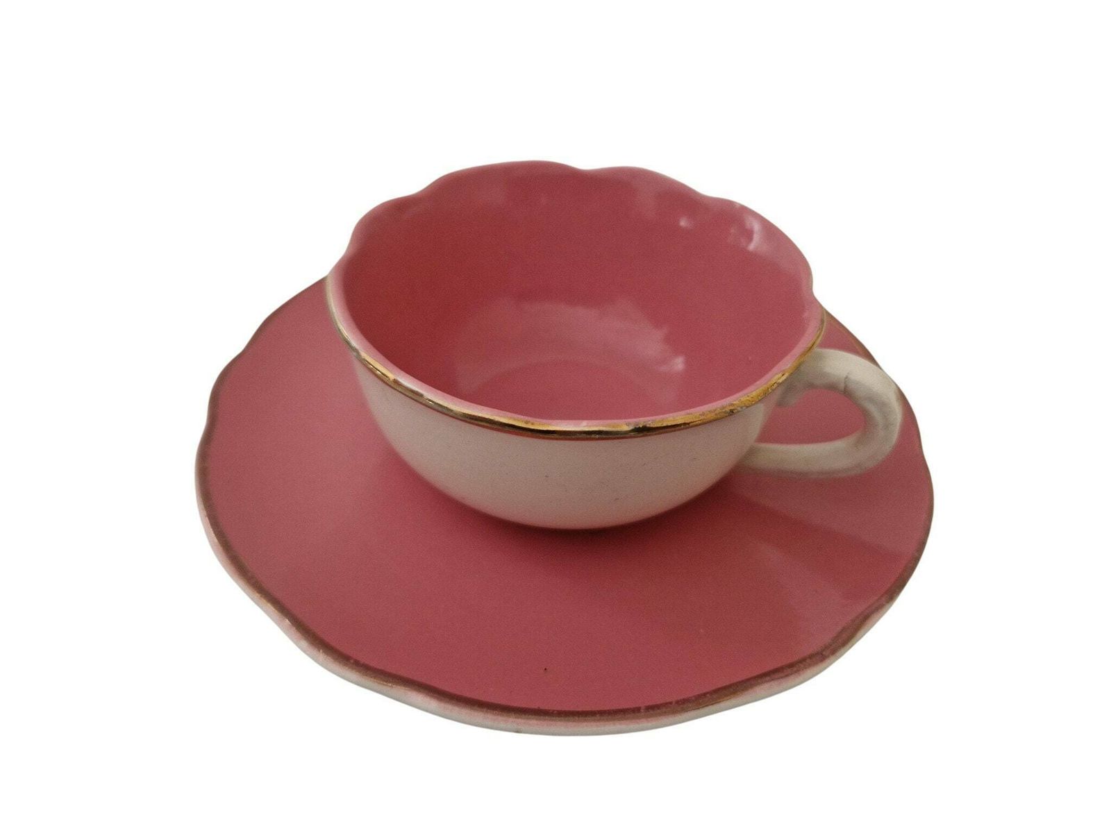 1950s Pastel Cups And Saucers Set Of 4, Mid Century French French Porcelain Demitasse Coffee Set By Digoin Sarreguemines photo buy