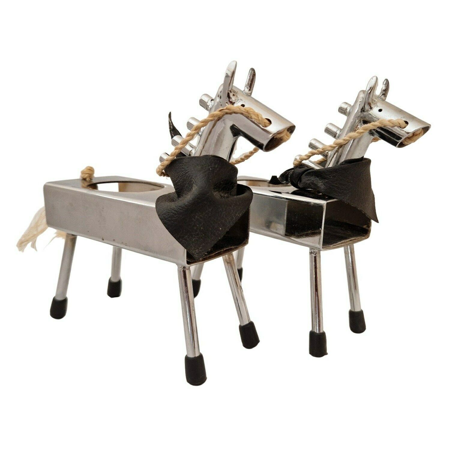 1970s Horse Figurine Tealight Candle Holders, Pair Of Equestrian Candlesticks photo vintage