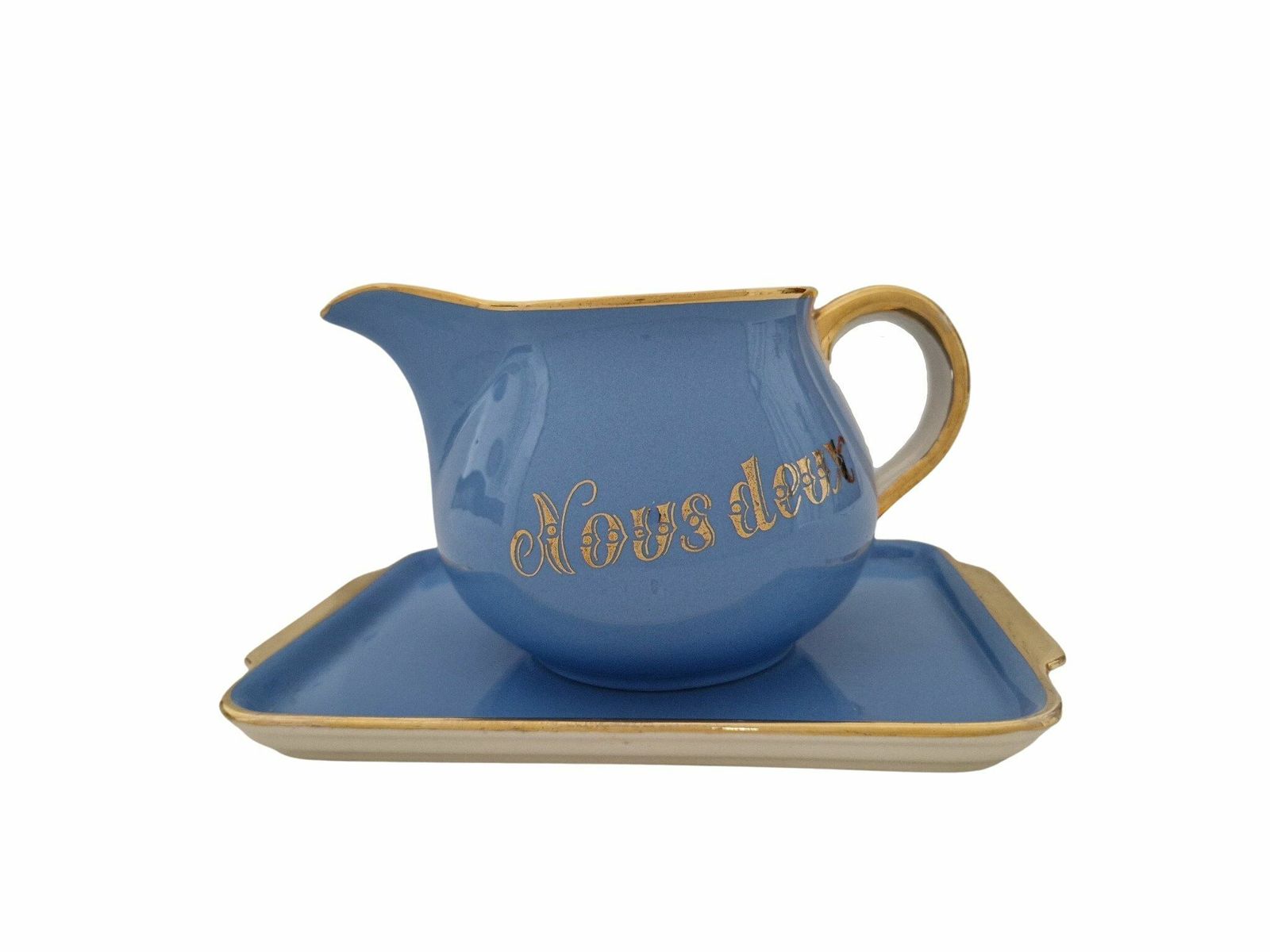 Villeroy And Boch Nous Deux Creamer And Tray, French Ceramic Tea For Two Breakfast Set