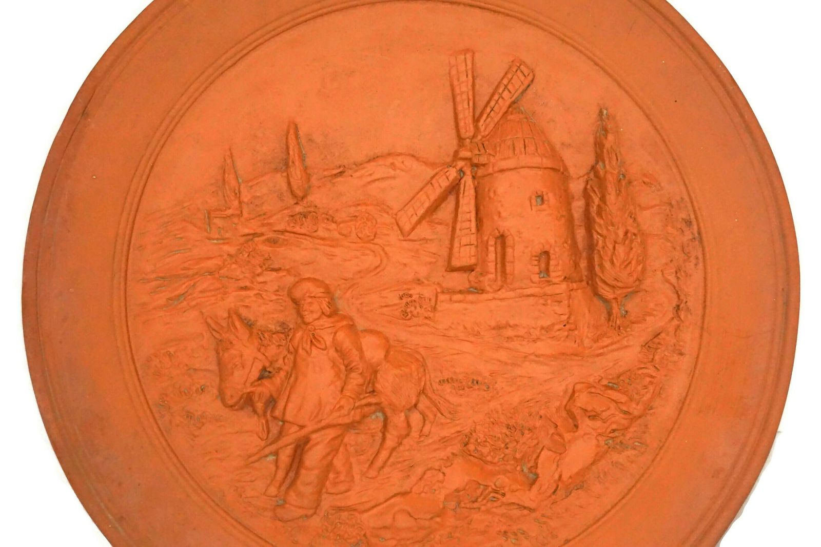 Provençaals terracotta decoratief wandbord, Frans Provençaals aardewerk souvenir photo furniture