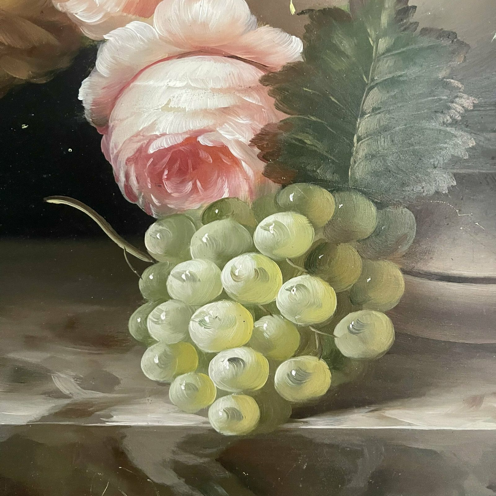 Floral Oil Painting With Wood Frame photo buy