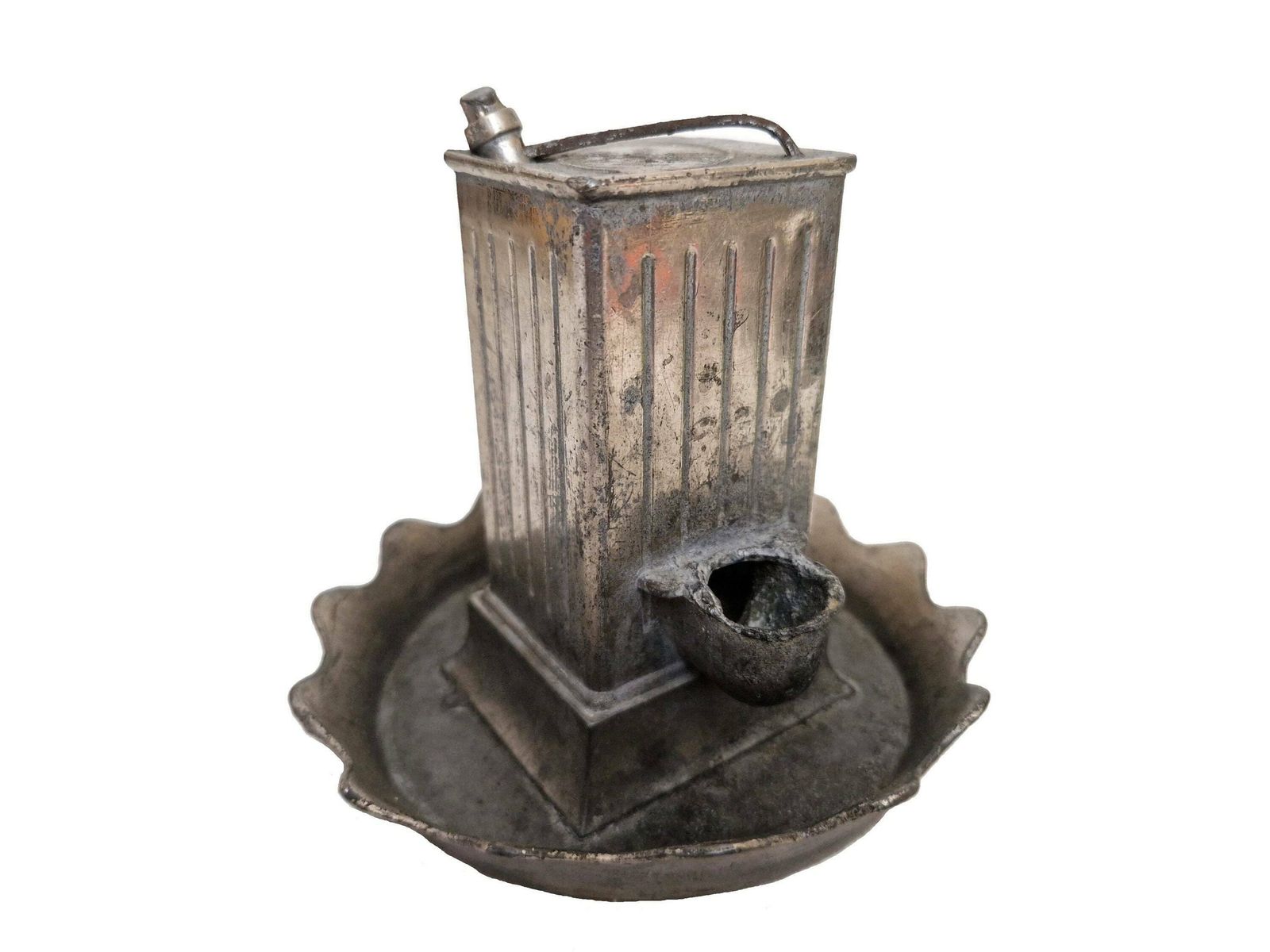 Frans Antiek Inktpot Met Oriflamme Reclame, Miniatuur Oliekan photo furniture