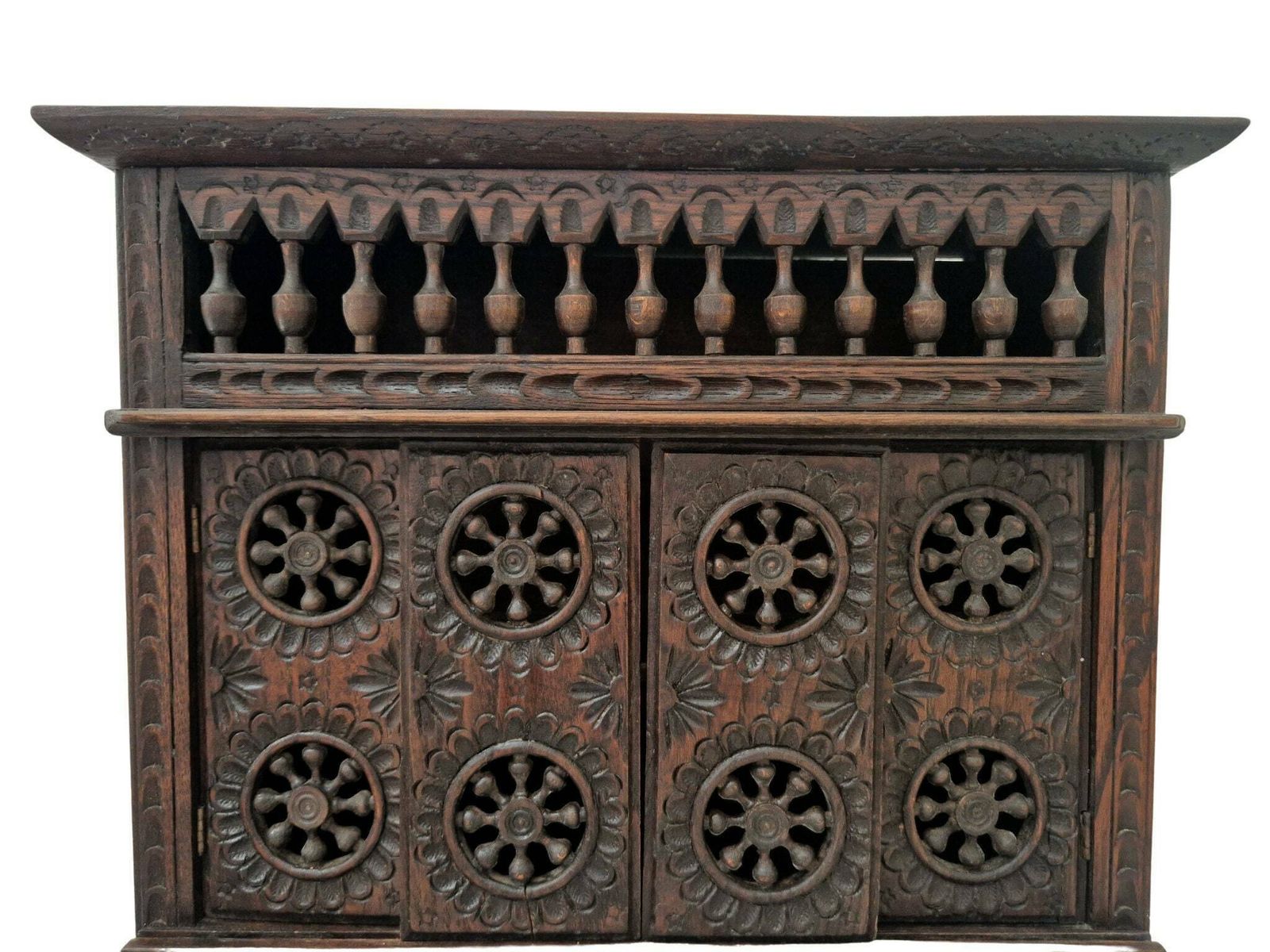 French Breton Doll Furniture Sideboard, Miniature Carved Wooden Buffet Cupboard photo Home Decor