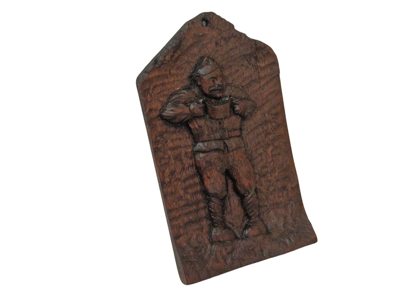 Wo1 Loopgraafkunst Gesneden Plaquette, Zoömorfische Karikatuur Wanddecoratie, Antiek Frans Militair Souvenir photo furniture