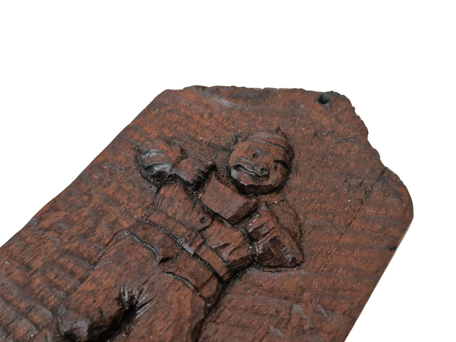 Wo1 Loopgraafkunst Gesneden Plaquette, Zoömorfische Karikatuur Wanddecoratie, Antiek Frans Militair Souvenir photo vinterior