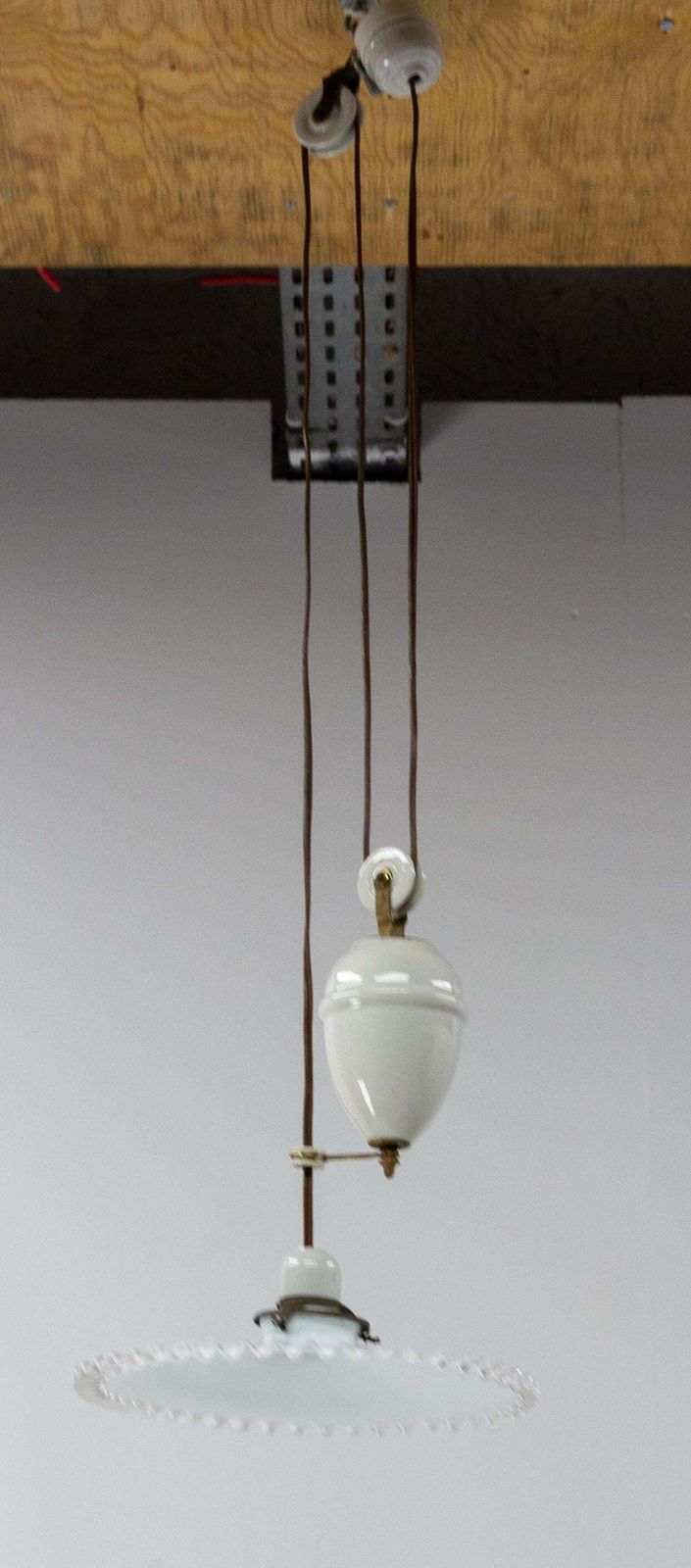 French Counter Weight Chandelier Lustre Glass Ceiling Pendant, Circa 1900 photo furniture