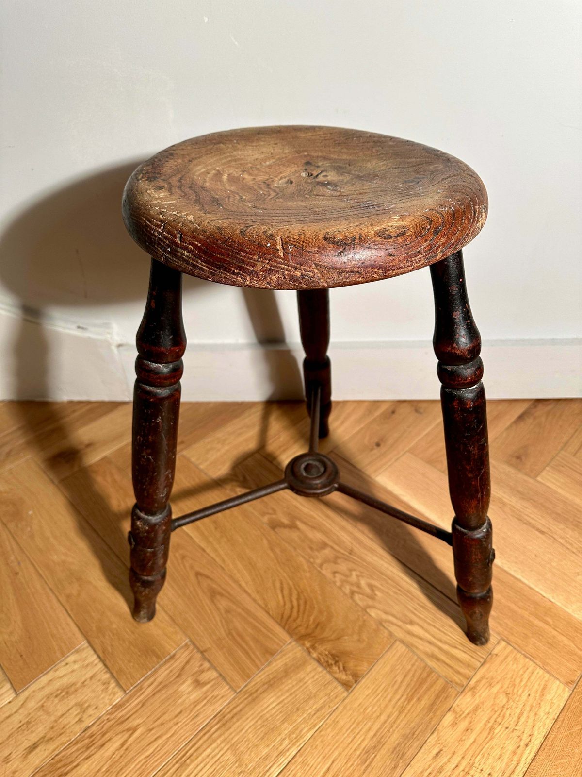 Rare Early Antique Elm Lacemakers Stool Originating From Olney Buckinghamshire The Birthplace Of English Lacemakers Circa 1800 photo vintage