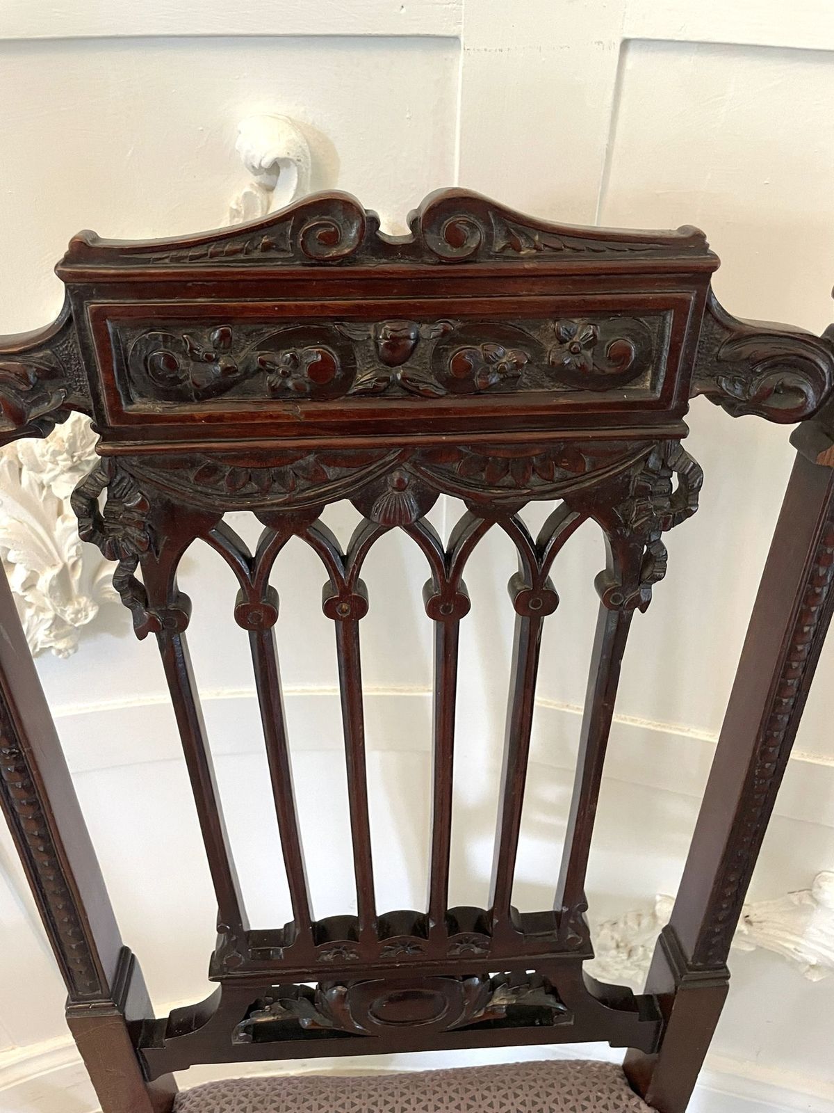 Fine Pair Of Antique 19th Century Carved Mahogany Side Chairs photo buy